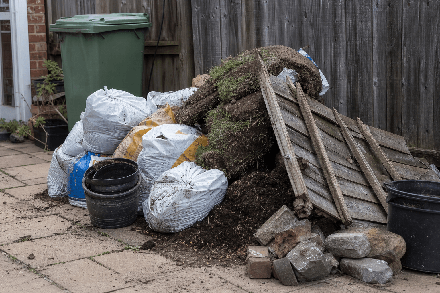Soil, turf, fence panels and rubble that council green bins refuse