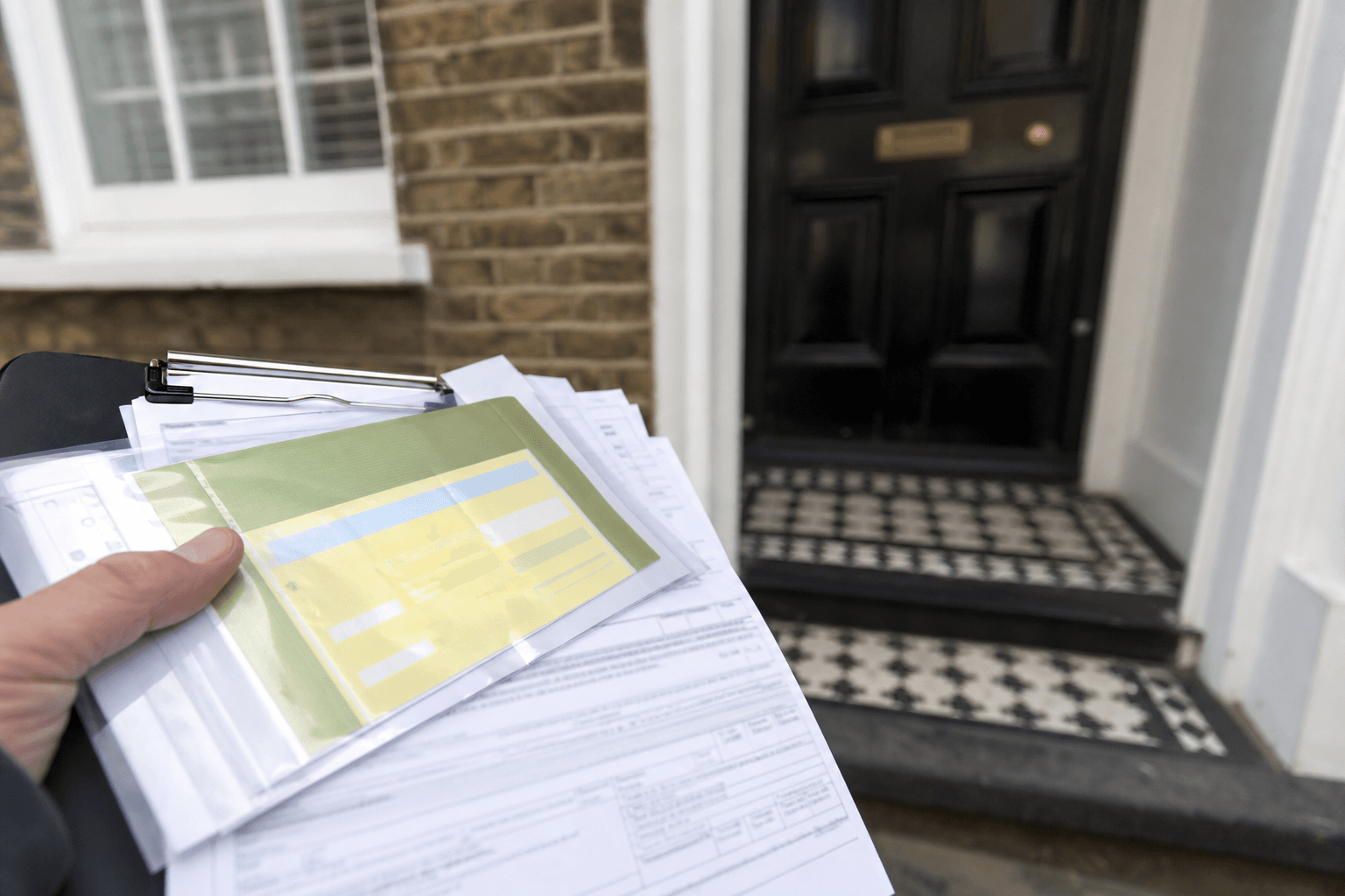 Council skip licence paperwork at a London front door