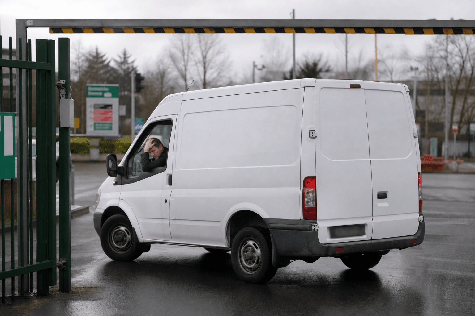 Hire van refused at a London recycling centre height barrier